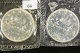 2-1965 CANADA SILVER DOLLARS BRILLIANT UNC