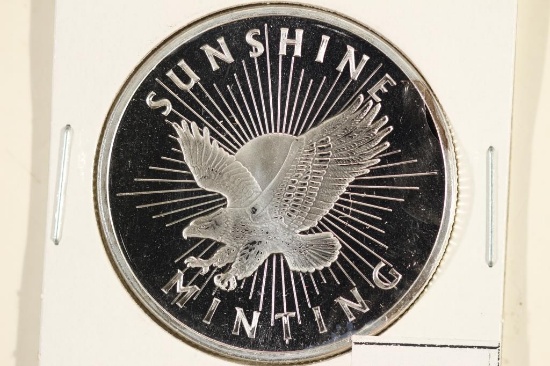 1 TROY OZ .999 FINE SILVER PROOF ROUND SUNSHINE