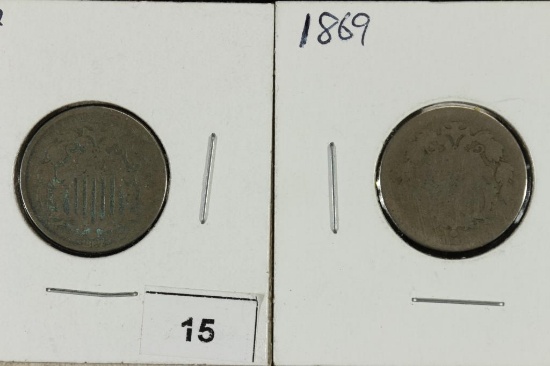 1867 & 1869 SHIELD NICKELS