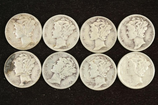 8 ASSORTED MERCURY DIMES