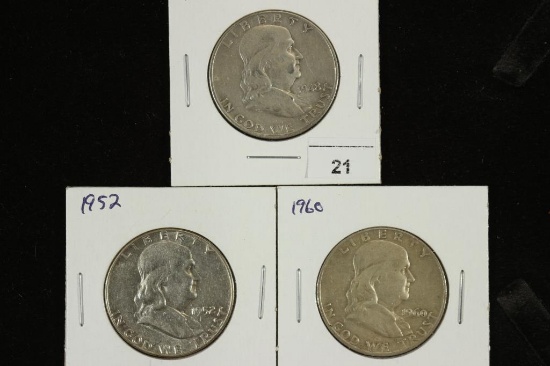 1948,52 & 60 FRANKLIN HALF DOLLARS