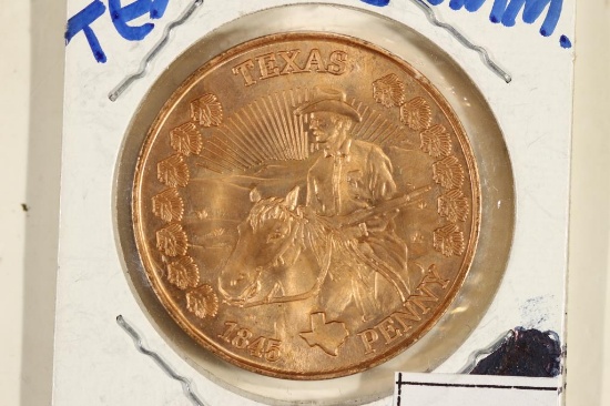 TEXAS COMMEMORATIVE TOKEN THE ALAMO / 1845 PENNY