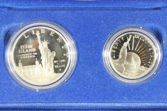 1986-S STATUE OF LIBERTY 2 COIN PROOF SET