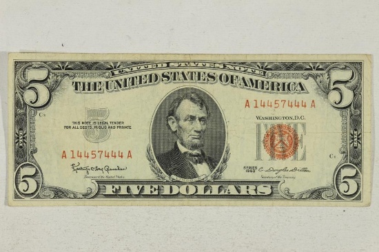 1963 $5 US NOTE RED SEAL