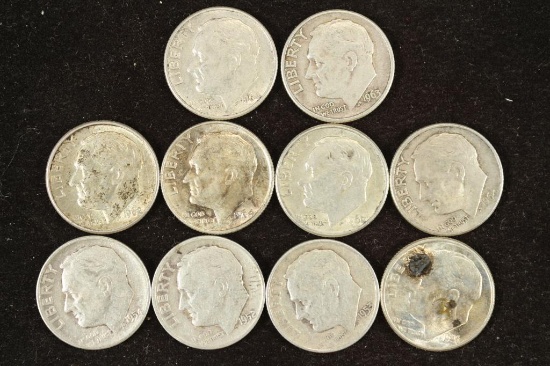 10 ASSORTED SILVER ROOSEVELT DIMES