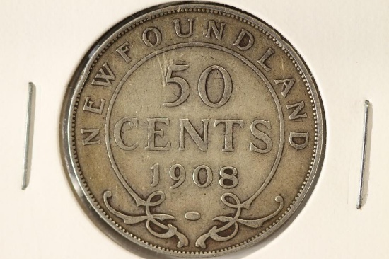 1908 NEWFOUNDLAND SILVER 50 CENTS