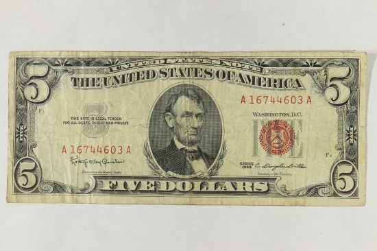 1963 $5 US RED SEAL NOTE