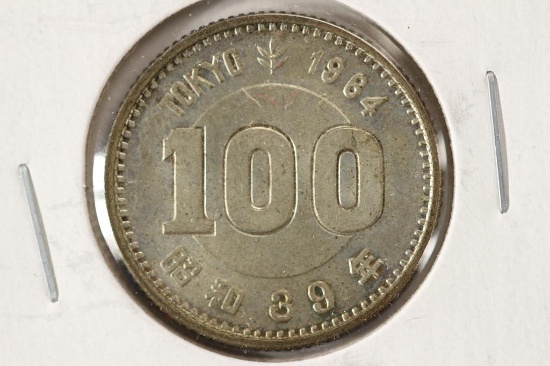 1964 JAPAN SILVER 100 YEN .0926 OZ. ASW