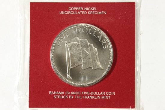 1974 BAHAMAS $5 COIN BRILLIANT UNC