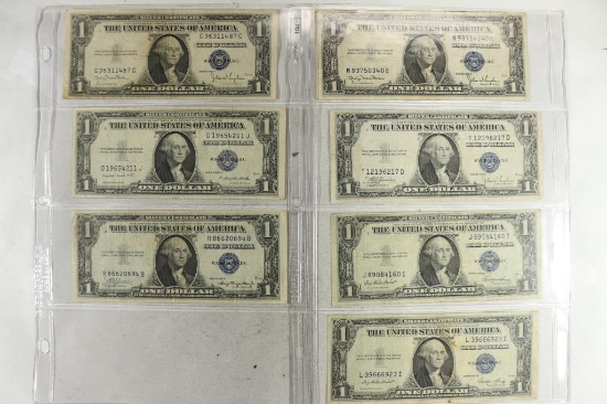 7 ASSORTED 1935 $1 SILVER CERTIFICATES