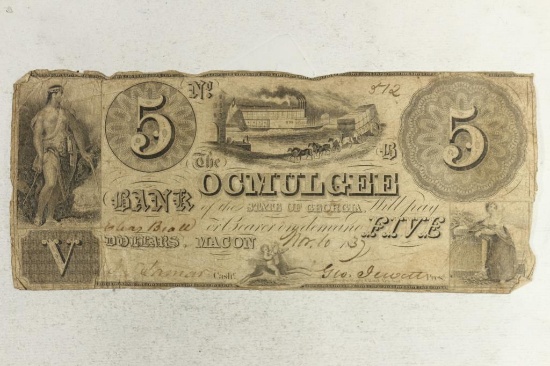 1837 THE OSMULGEE BANK OF GEORGIA $5