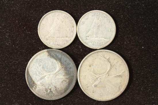CANADA SILVER 1952 & 65 TEN CENTS AND 1956 & 64