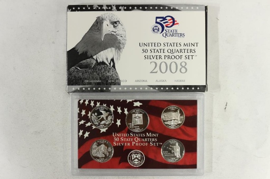 2008 SILVER US 50 STATE QUARTERS PROOF SET WITHBOX
