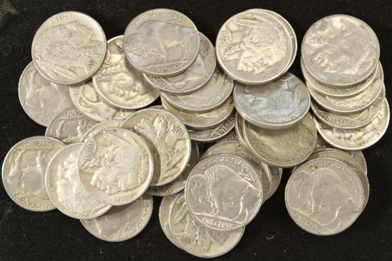 40 ASSORTED FULL DATE 1930'S BUFFALO NICKELS