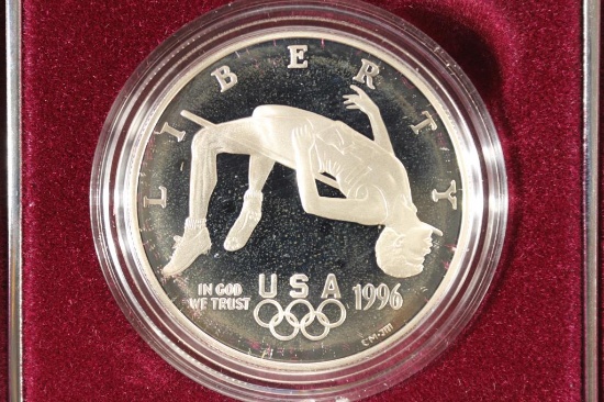 1996 US OLYMPIC "HIGH JUMP" PROOF SILVER DOLLAR