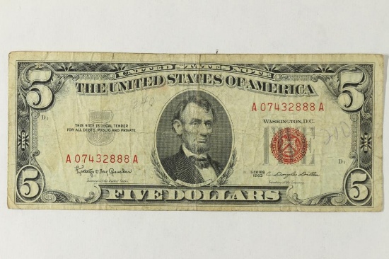 1963 $5 US RED SEAL NOTE