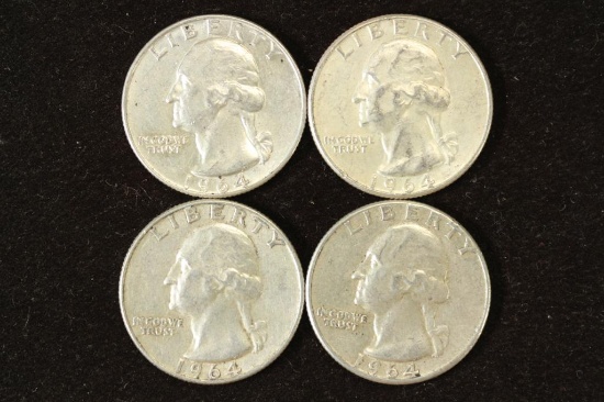 4-1964 WASHINGTON SILVER QUARTERS