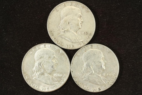 1952-D,61-D & 63-D FRANKLIN HALF DOLLARS