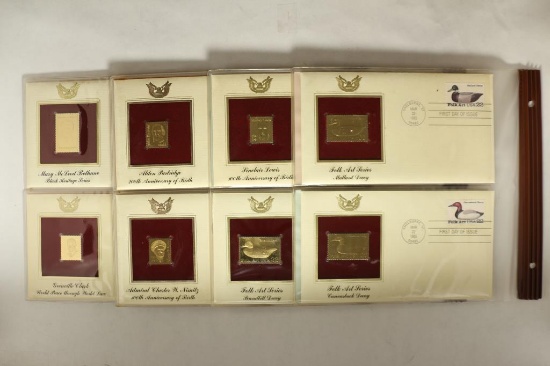 8 1ST DAY OF ISSUE ENVELOPES WITH 22KT GOLD PLATED