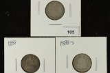 1883, 1887 & 1888-S SEATED LIBERTY DIMES