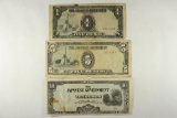3 PIECES OF WWII JAPANESE INVASION CURRENCY