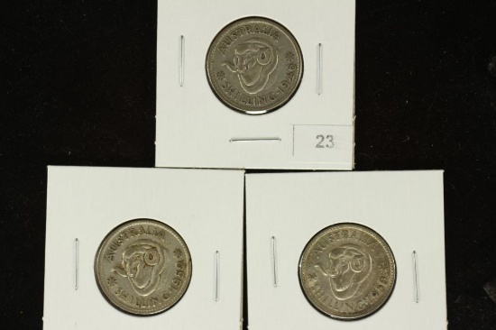 1946, 1952 & 1959 AUSTRALIA SILVER SHILLINGS