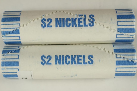 2-$2 ROLLS OF 2010-P JEFFERSON NICKELS BU