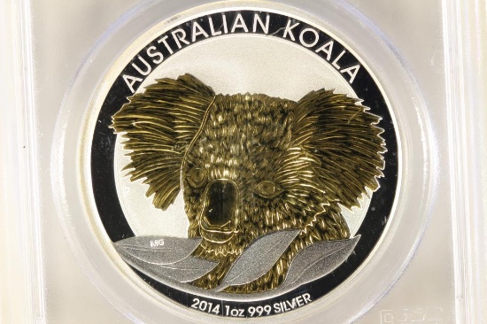 2014-P AUSTRALIA KOALA GILDED SILVER DOLLAR PCGS