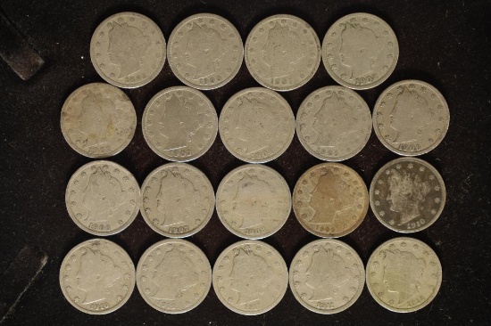 19 ASSORTED 1893-1912 LIBERTY "V" NICKELS