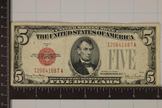 1928-F US $5 RED SEAL NOTE