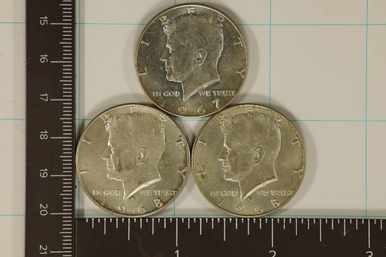 1967 & 1968 40% SILVER JOHN F. KENNEDY HALVES UNC