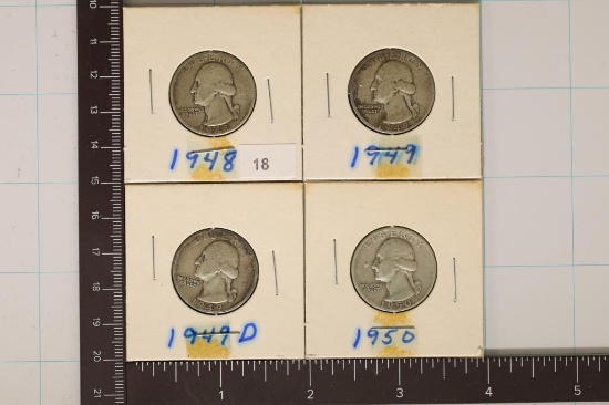 1948, 1949, 1949-D & 1950 WASHINGTON SILVER