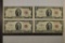 4-1953 US $2 RED SEAL NOTES (ALL CRISP) WATCH FOR