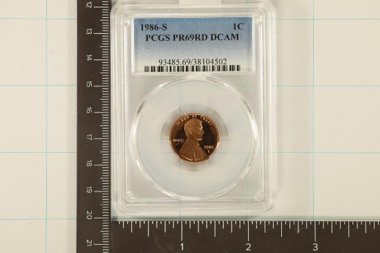 1986-S LINCOLN CENT PCGS PR69 RD DCAM