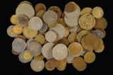 1 POUND ASSORTED FOREIGN COINS, LOTS OF COUNTRIES