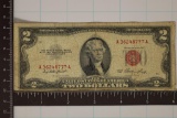 1953 US $2 RED SEAL NOTE SMALL TEAR BOTTOM RIGHT