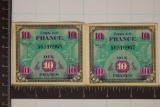 2-1944 FRANCE 10 FRANC MILITARY PAYMENT CERTS.