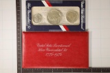 1976 US SILVER UNC 3 COIN BICENTENNIAL SET IN RED