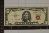 1963 US $5 RED SEAL NOTE CRISP