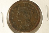 1853 US BRAIDED HAIR LARGE CENT (VERY FINE) WATCH