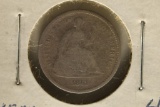 1861 SILVER SEATED LIBERTY HALF DIME