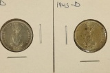 2-1945-D US/PHILIPPINES SILVER 20 CENTAVOS .0965