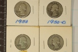 1950, 1950-D, 1951 & 1951-D WASHINGTON SILVER