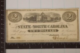 1863 STATE OF NORTH CAROLINA $2 OBSOLETE BANK NOTE