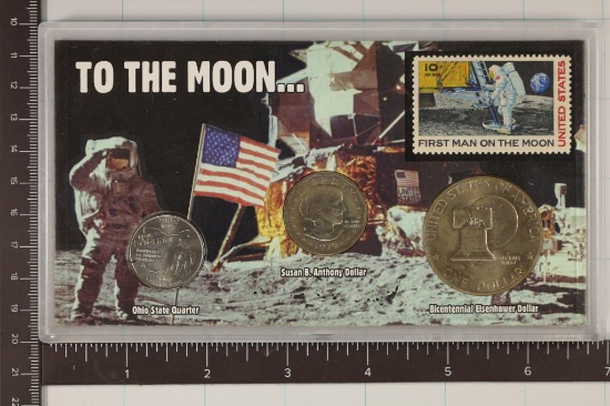 TO THE MOON 3 COIN SET. FEATURES 2002-D OHIO STATE