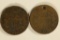 1868 & 1865 WITH HOLE US TWO CENT PIECES