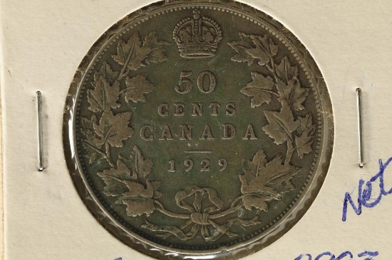 1929 CANADA SILVER 50 CENT .3 OZ. ASW