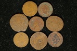8 PROBLEM INDIAN HEAD CENTS, 2 PRESSED NO DATE, 1