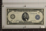 1914 US LARGE SIZE $5 FEDERAL RESERVE NOTE