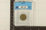 1960 JEFFERSON NICKEL ANACS MS64 WITH TONING